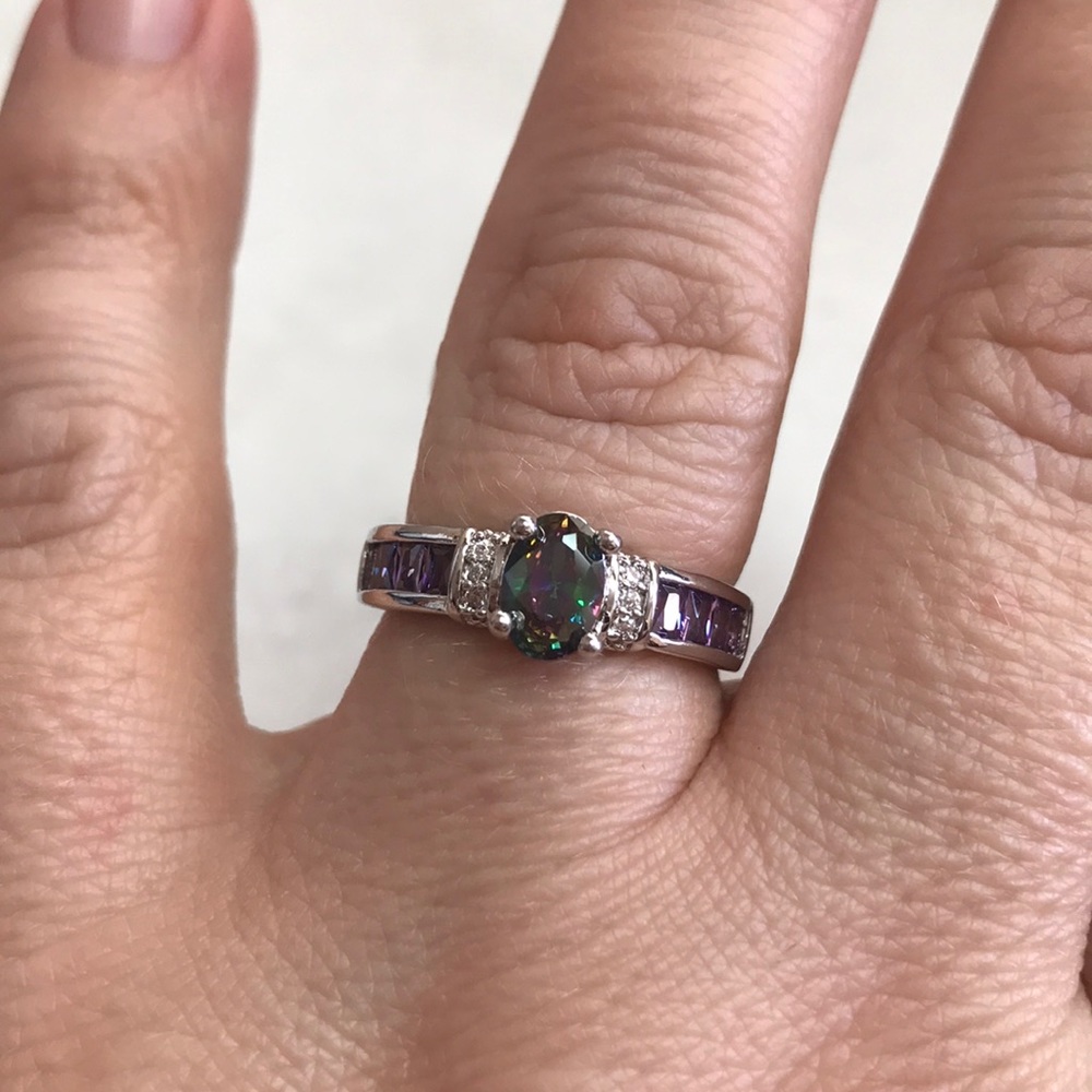 Rainbow and Amethyst Ring size 8